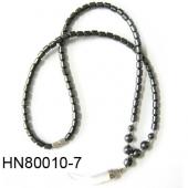 Crystal Opal Beads Pendant Horn Shape with Hematite Beads Strands Necklace